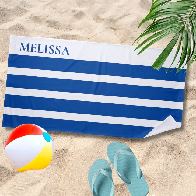Toalla De Playa Vacaciones de verano personalizadas con raya de ca (Subido por el creador)