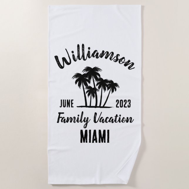 Toalla De Playa Vacaciones familiares personalizadas (Anverso)