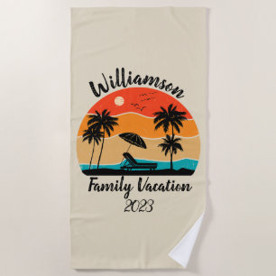 Toalla De Playa Vacaciones familiares personalizadas