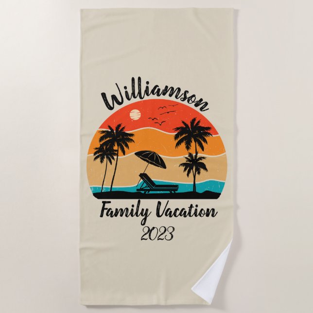 Toalla De Playa Vacaciones familiares personalizadas (Anverso)