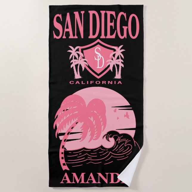 Toalla De Playa Vacaciones personalizadas en San Diego Bachelorett (Anverso)