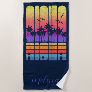 Toalla De Playa Vacaciones Retro Rustic Aloha Palm Beach House