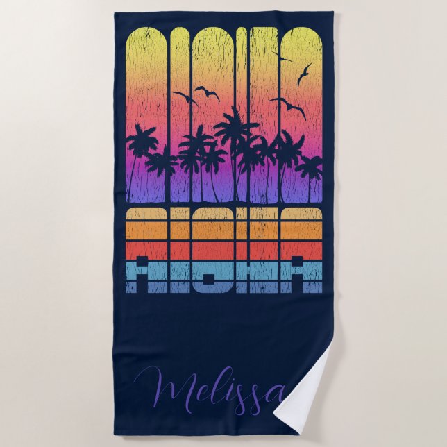 Toalla De Playa Vacaciones Retro Rustic Aloha Palm Beach House (Anverso)