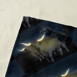 Toalla De Playa Vacas De Las Tierras Altas Que Brillan En La Oscur