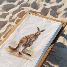 Toalla De Playa Vagabundo del Outback: Canguro Acuarela