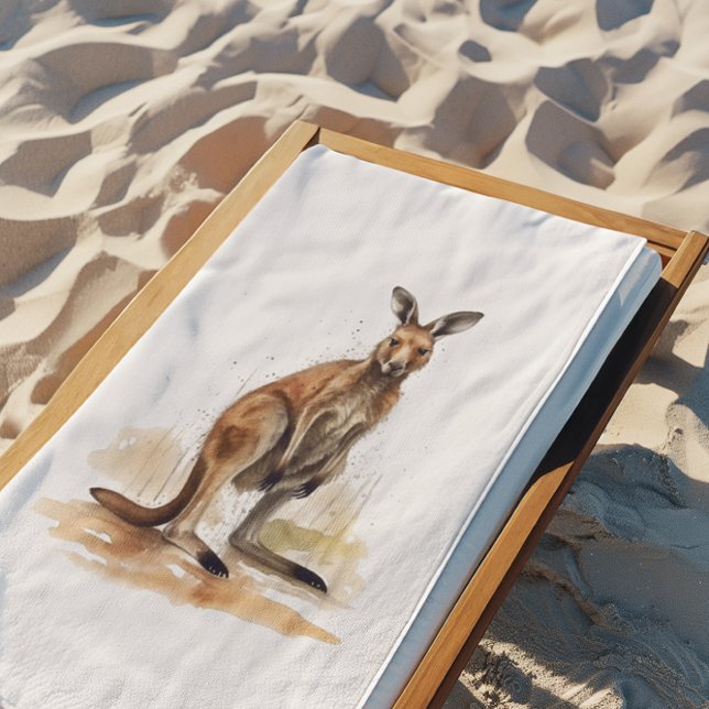 Toalla De Playa Vagabundo del Outback: Canguro Acuarela (Subido por el creador)