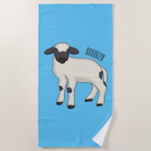 Toalla De Playa Valais Blacknose sheep cartoon illustration