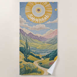 Toalla De Playa Valle Tranquilo: Paisaje Pastel