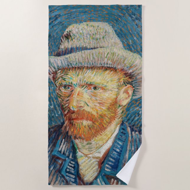 Toalla De Playa Van Gogh - Retrato propio con un Gorra de Grey Fel (Anverso)