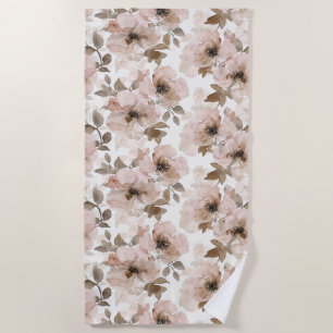 Toalla De Playa Vaquera Floral del Suroeste Marrón Rosa