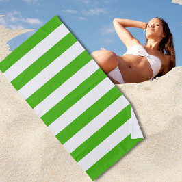 Toalla De Playa Verano brillante de moda Kelly Green Stripes