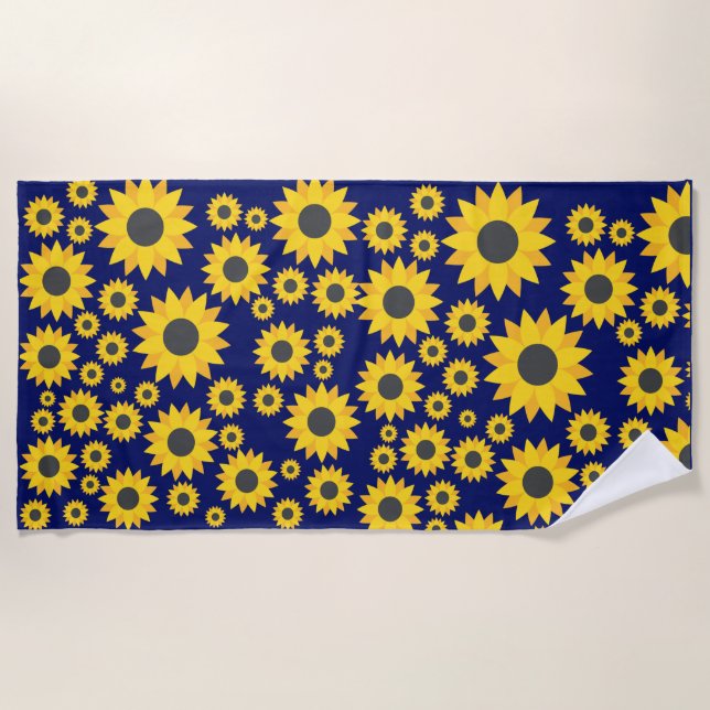 Toalla De Playa Verano del patrón de girasol moderno (Anverso)