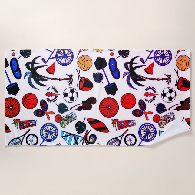 Toalla De Playa Verano divertido blanco (Anverso)