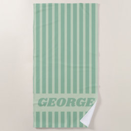 Toalla De Playa Verano Moderno Verde Rayado Personalizado