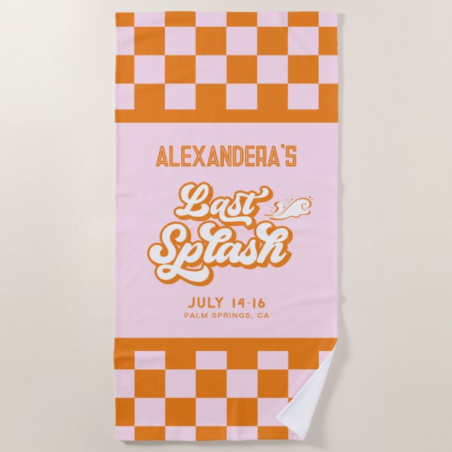 Toalla De Playa Verano Rosa Naranja Último Salpicón de Soltera (Anverso)