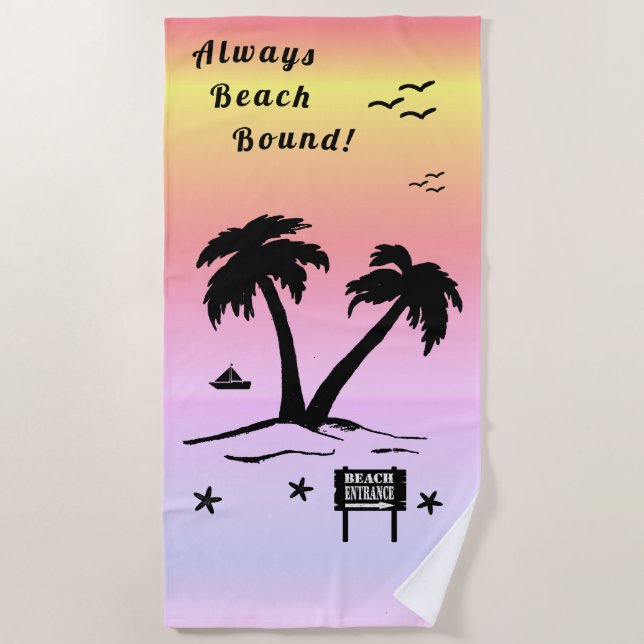 Toalla De Playa Verano rosa plegado a la playa (Anverso)