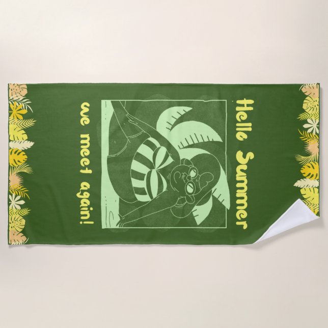 Toalla De Playa Verano tropical divertido (Anverso)