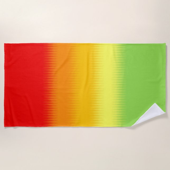 Toalla De Playa Verde amarillo Naranja rojo (Anverso)