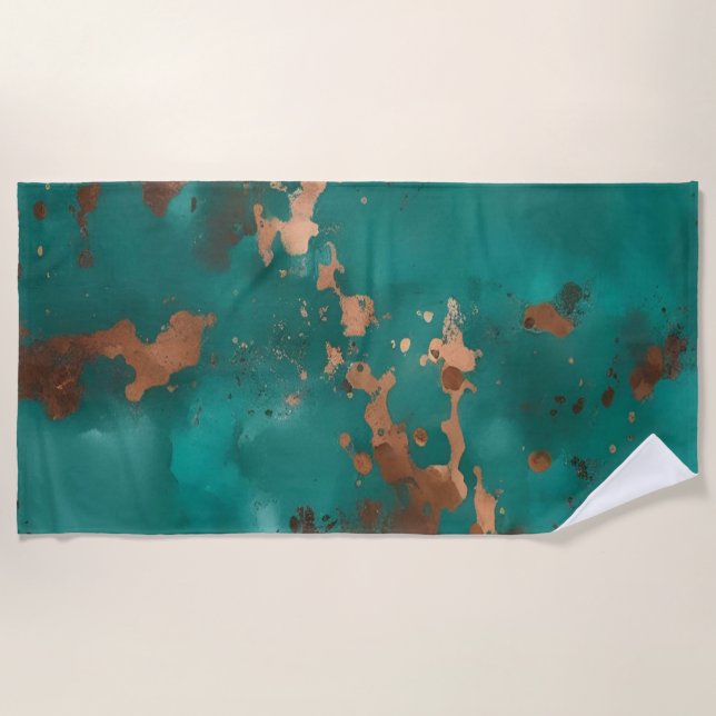 Toalla De Playa Verde azulado y bronce (Anverso)