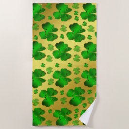 Toalla De Playa verde, shamrock, oro, brillante, texto, santa petr