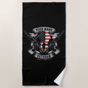 Toalla De Playa Veterano norteamericano personalizado orgulloso Ve