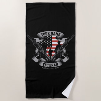 Toalla De Playa Veterano norteamericano personalizado orgulloso Ve