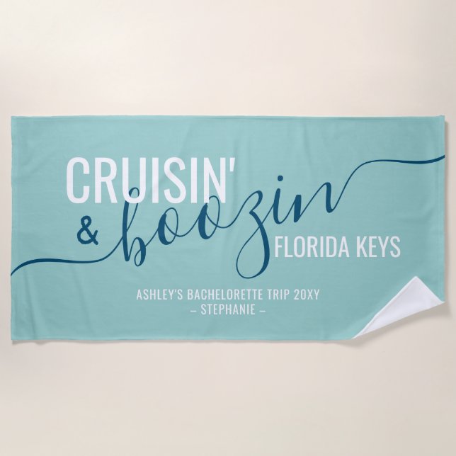 Toalla De Playa Viaje de chicas cruisin Boozin Personalizable tota (Anverso)