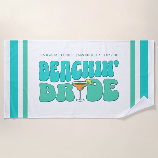 Toalla De Playa Viaje de Chicas de novias en Beachin Beach Bachelo (Anverso)