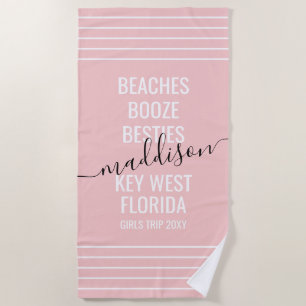 Toalla De Playa Viaje de Chicas Personalizado Playas Bebidas Amiga