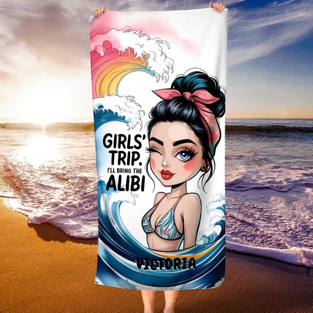 Toalla De Playa Viaje de Chicas personalizados Traeré al Alibi Mes (Subido por el creador)