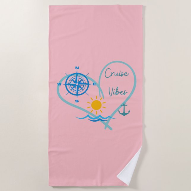 Toalla De Playa Viajes de crucero rosa (Anverso)