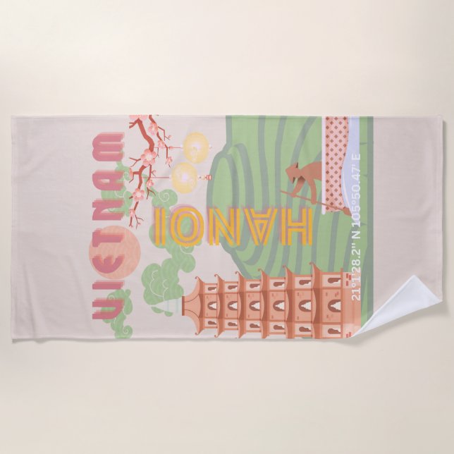 Toalla De Playa Viajes de Vietnam, cosecha (Anverso)