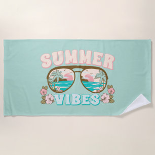 Toalla De Playa Vibes de verano gafas de sol vacaciones en playa t