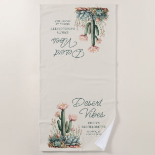 Toalla De Playa Vibes del desierto Bachelorette Fiesta Cactus flor