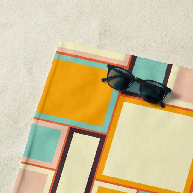 Toalla De Playa Vibrant abstract pattern with rectangles (In situ)