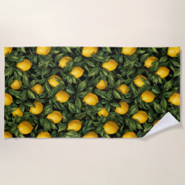 Toalla De Playa Vibrant Lemon Citrus Tree Pattern
