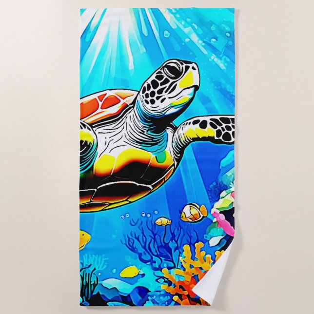 Toalla De Playa Vibrant Sea Turtle Dreamscape (Anverso)