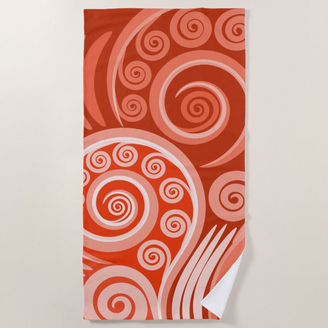 Toalla De Playa Vibrant VermilliRed Swirls (Anverso)