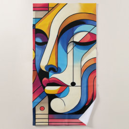Toalla De Playa Vibrante Abstracto Cara Geométrica