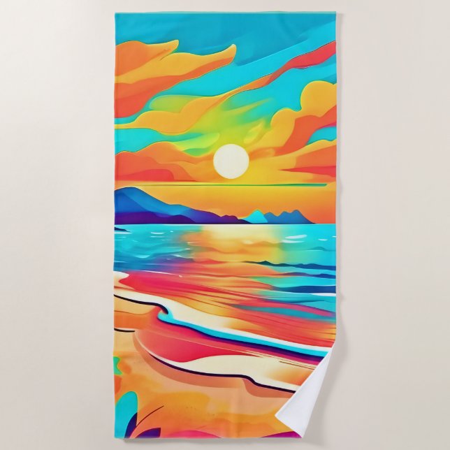 Toalla De Playa Vibrante Beach Sunset Art (Anverso)