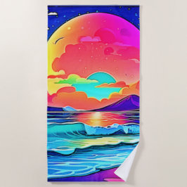 Toalla De Playa Vibrante capa marina de atardecer