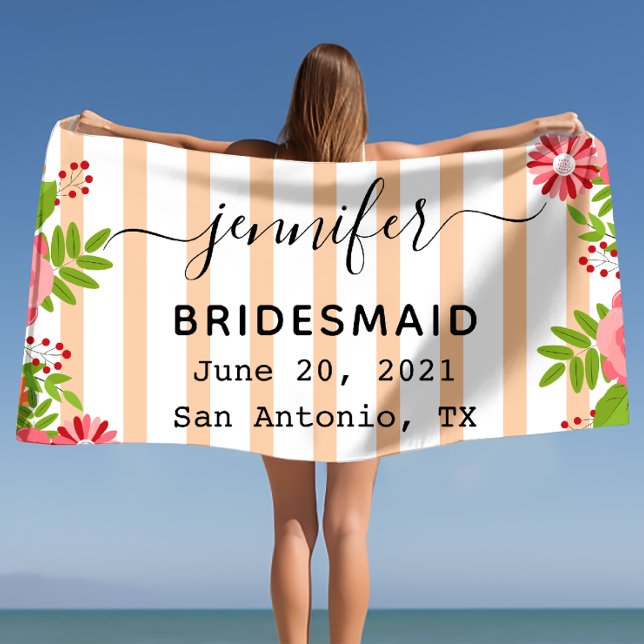 Toalla De Playa Vibrante donación de la fiesta de la bachillerato  (Vibrant Bloom Bachelorette Party Gift Beach Towel)