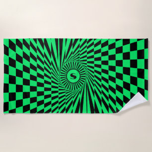 Toalla De Playa Vibrante Green Rays Personalizado Sun Graphic Beac