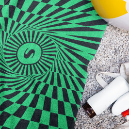 Toalla De Playa Vibrante Green Rays Personalizado Sun Graphic Beac