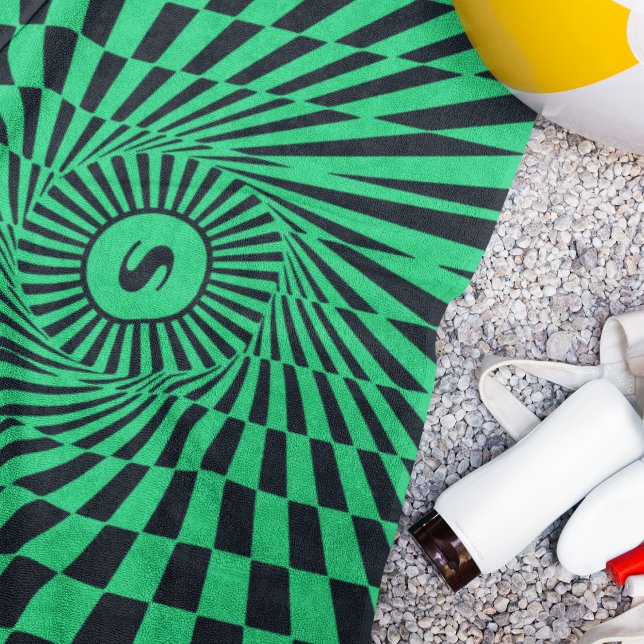 Toalla De Playa Vibrante Green Rays Personalizado Sun Graphic Beac (Subido por el creador)