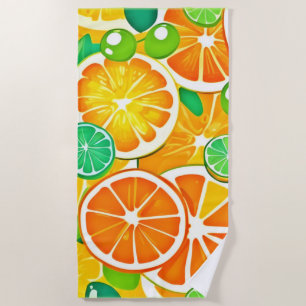 Toalla De Playa Vibrante Medley Citrus - Saltos Frescos Y Jugosos