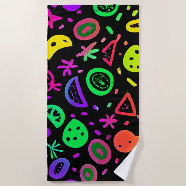 Toalla De Playa Vibrante Neon Fruits Pattern Art (Anverso)