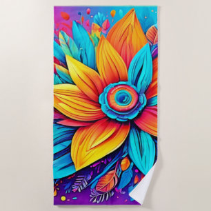 Toalla De Playa Vibrante obra de arte floral