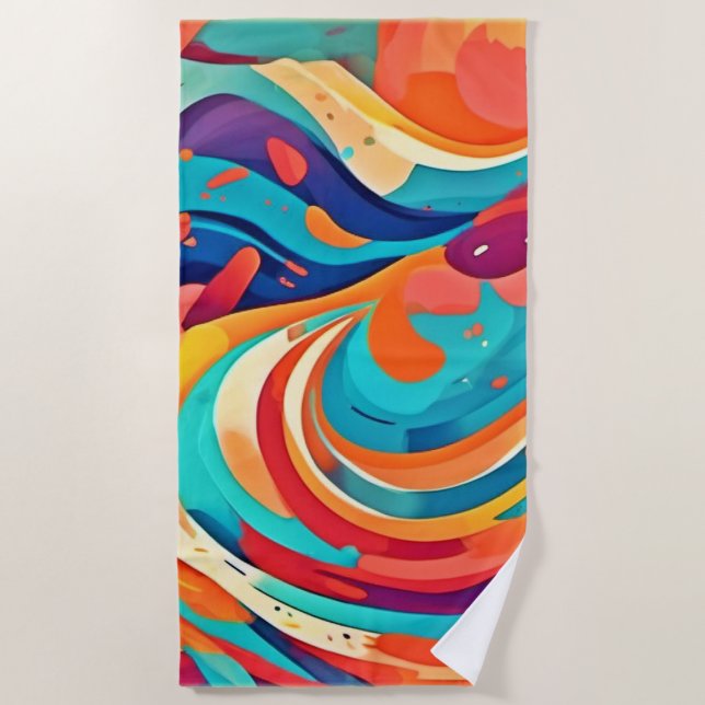 Toalla De Playa Vibrante Paisaje de Sueños Abstracto (Anverso)