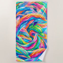 Toalla De Playa Vibrante paisaje de sueños de delfines – Boho psic